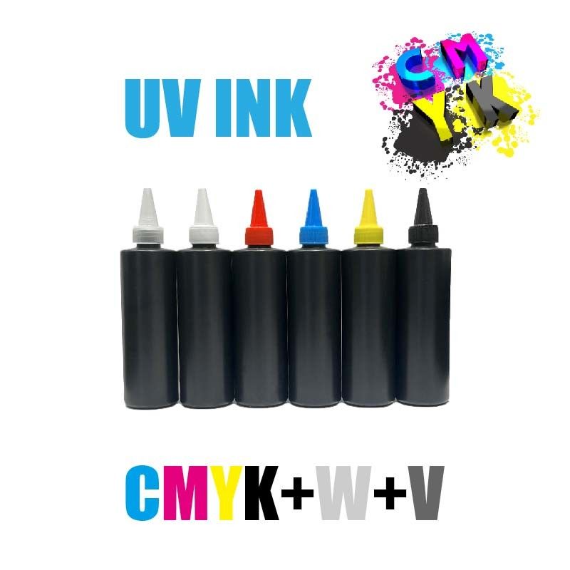 CMYK+W+V UV DTF インク UV DTF 粘着インクとバーニッシュ UV DTF プリンター印刷インク