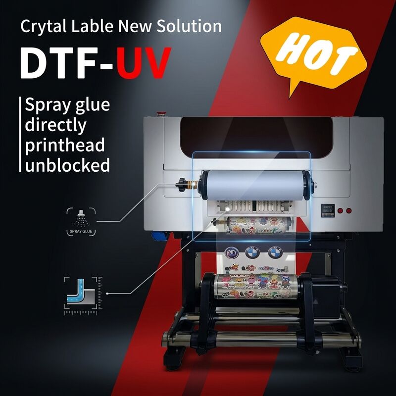 30CM UV DTFロールプリンター 2 頭ボトル アクリルステッカー印刷機